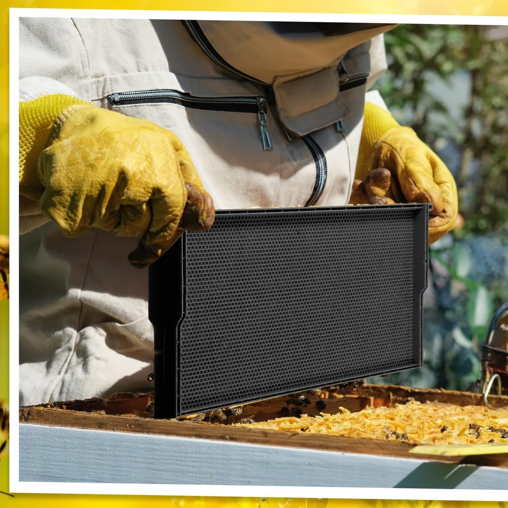 10 Pack Plastic Beehive Frames and Wax Foundations All in One Bee Hive Frames...