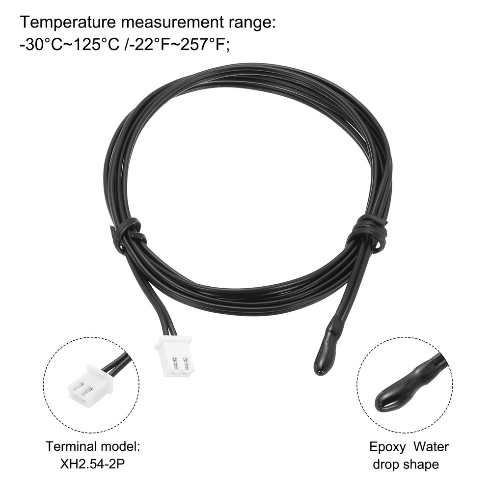 3 Pcs 10K NTC Thermal Sensor Probe,Epoxy Temp Sensor Probe 39.4 Inch