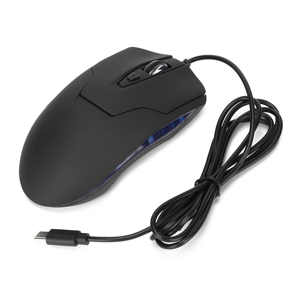 Wired Mouse Blue Backlit Type C Ergonomic Multimedia Keys Adjustable DPI Gaming