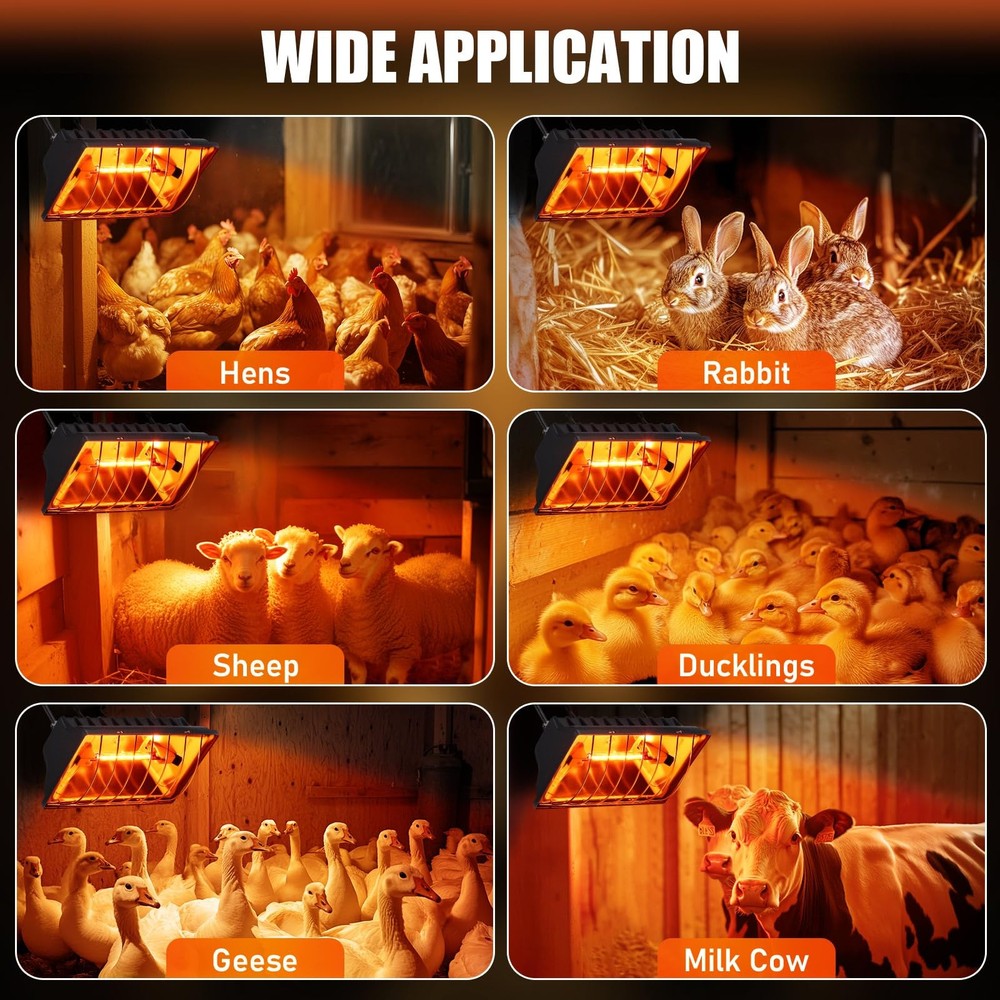 250W Chicken Brooder Heater for Chicks Ducks, Brooder Heater with 2PCS Heat L...