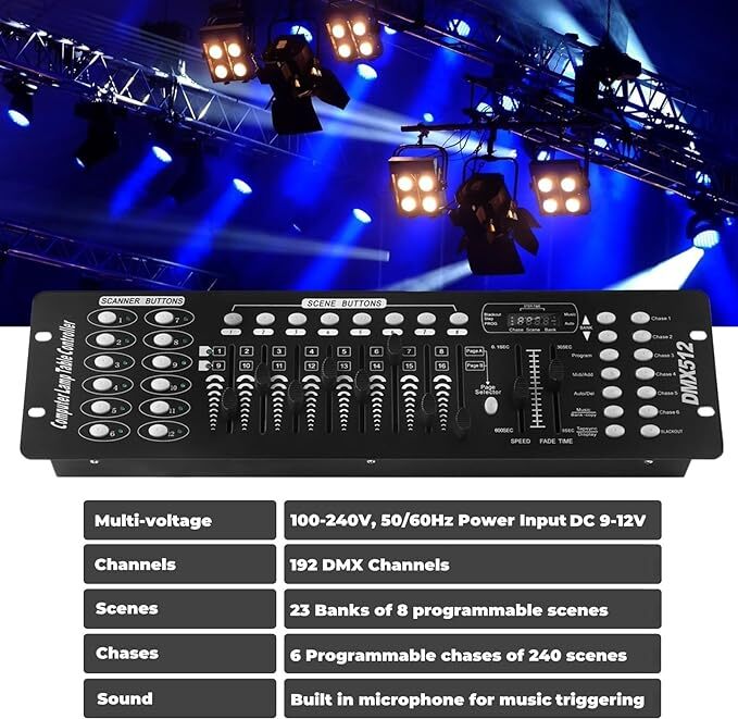 192 Channels Operator Console Controller DMX 512 For Stage Lighting DJ Light New