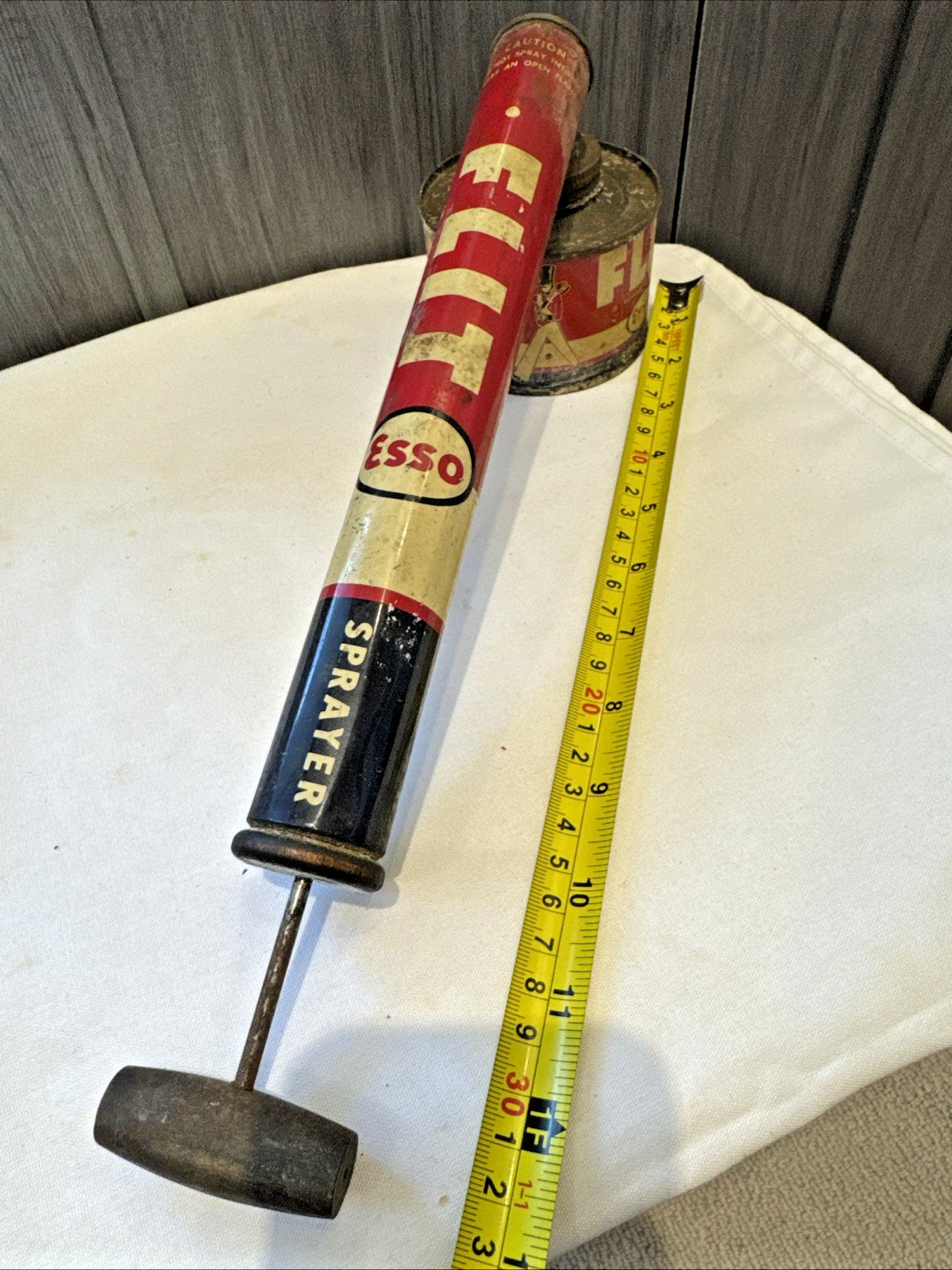 VINTAGE! Esso Flit Sprayer Oil Bug Manual Pump Rare Tin Metal Empty Rust