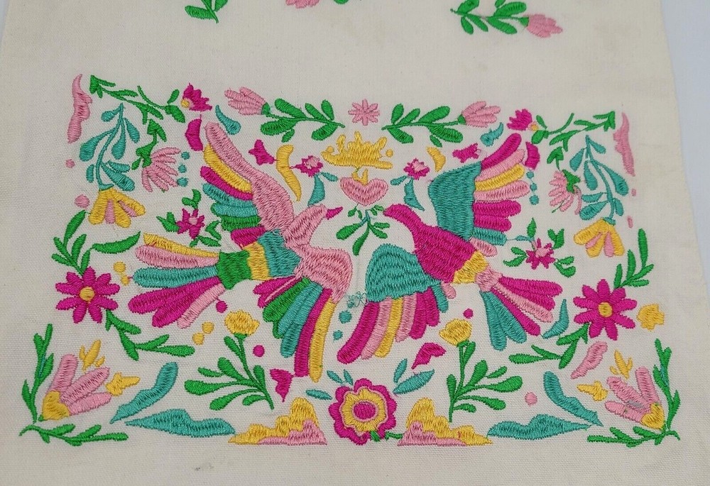 Multi-Color Embroidered Bird Table Runner