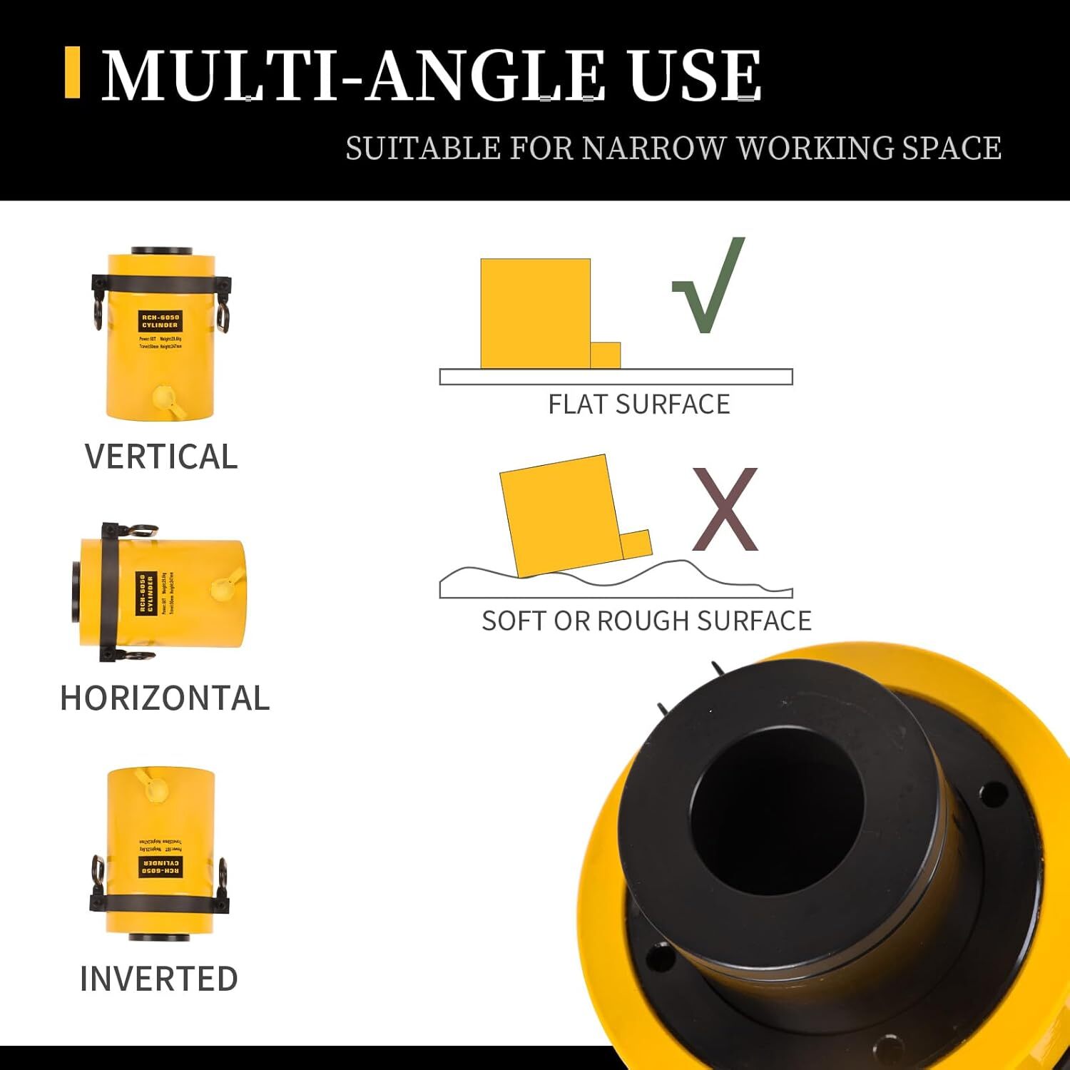 60Ton Single Acting Hydraulic Cylinder 2" Stroke Hollow Jack Ram RCH-6050