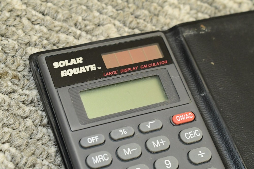 Solar Equate Electronic Display Adjustable Calculator Tested Works