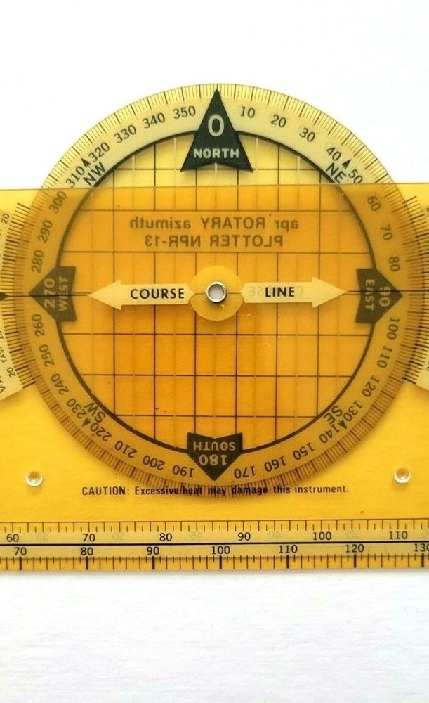 Rotating Plotter Ruler Flight Navigation Plotter Nautical Distance vintage Ruler