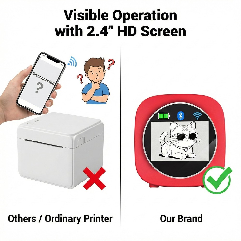 AI Mini Printer Portable, Inkless Sticker Printer with AI Voice Generation & ...