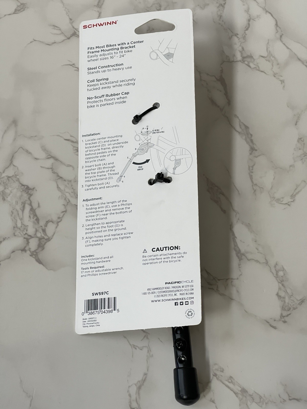 Schwinn Bicycle Kickstand for Bikes w/ 16" - 24" Wheels New on Card