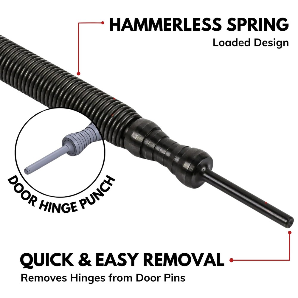 Door Hinge Pin Removal Tool – Spring-Driven Hinge Pin Punch & Steel-Faced Ham...