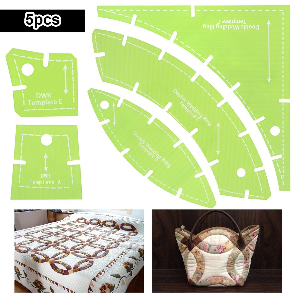5PCS Sewing Ruler Set 2.4-11.2" Double Wedding Ring Template Patchwork Quilting