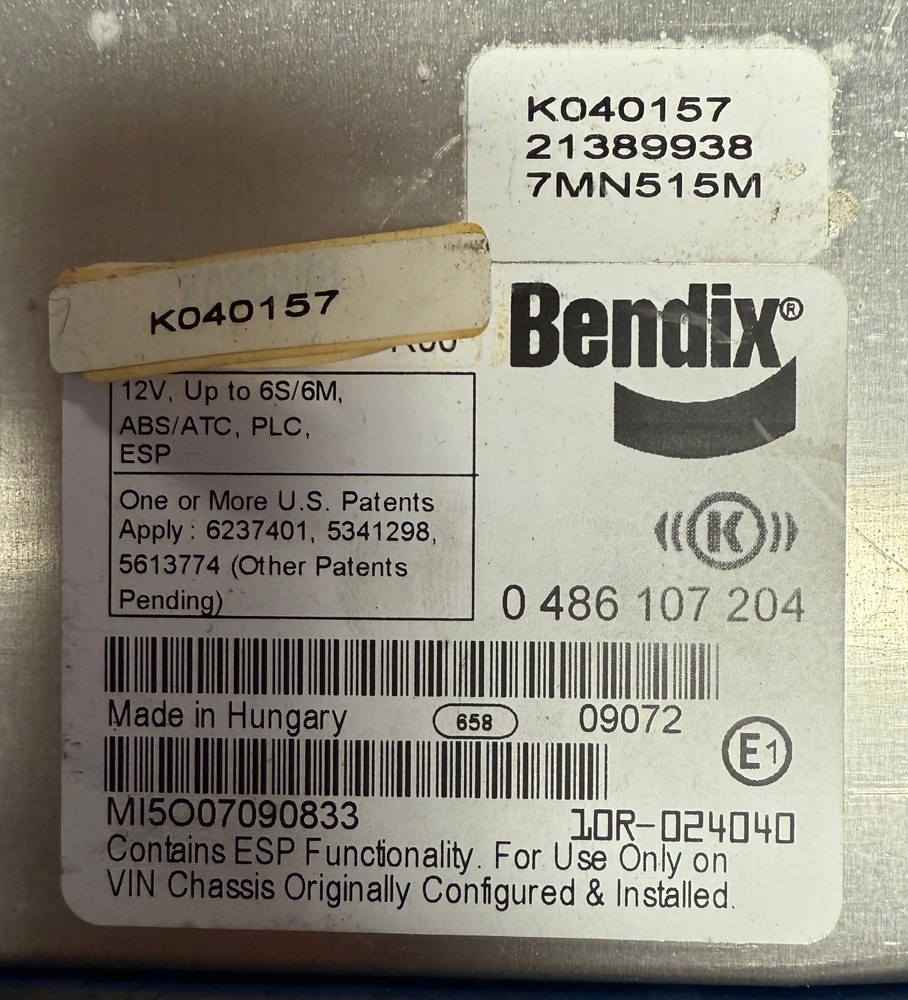 BENDIX EC60 ABS Brake Control Module K040157 0486107204