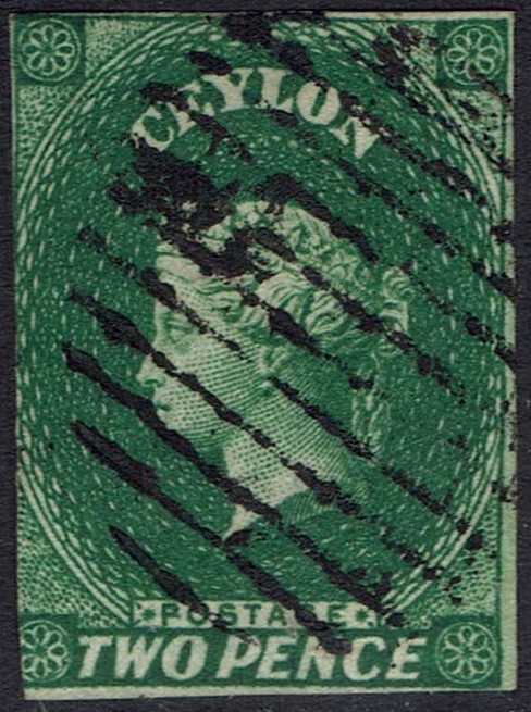 CEYLON 1857 QV 2D IMPERF USED