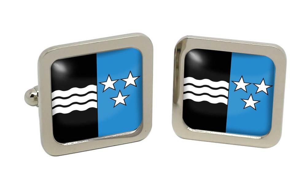 Aargau (Switzerland) Square Cufflink in Chrome Box