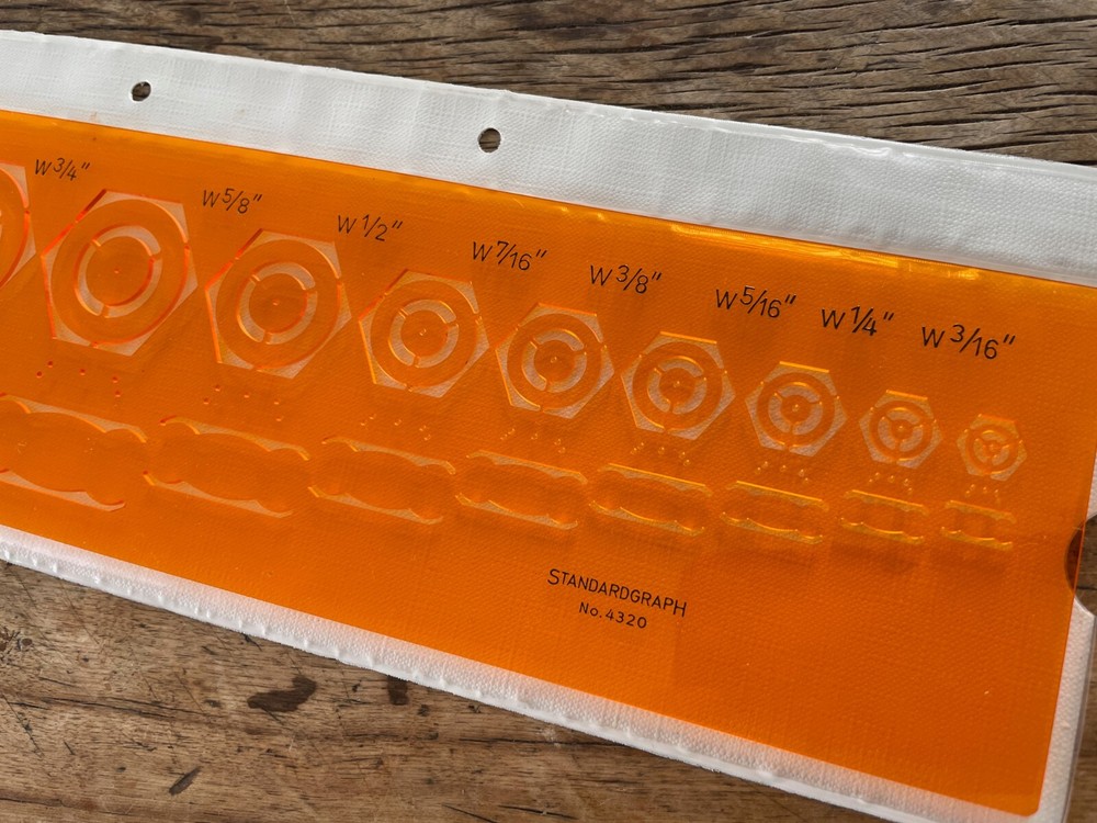 Two Vintage Standardgraph Stencils: Curves & Ellipses; Hexagonal Nut Templates