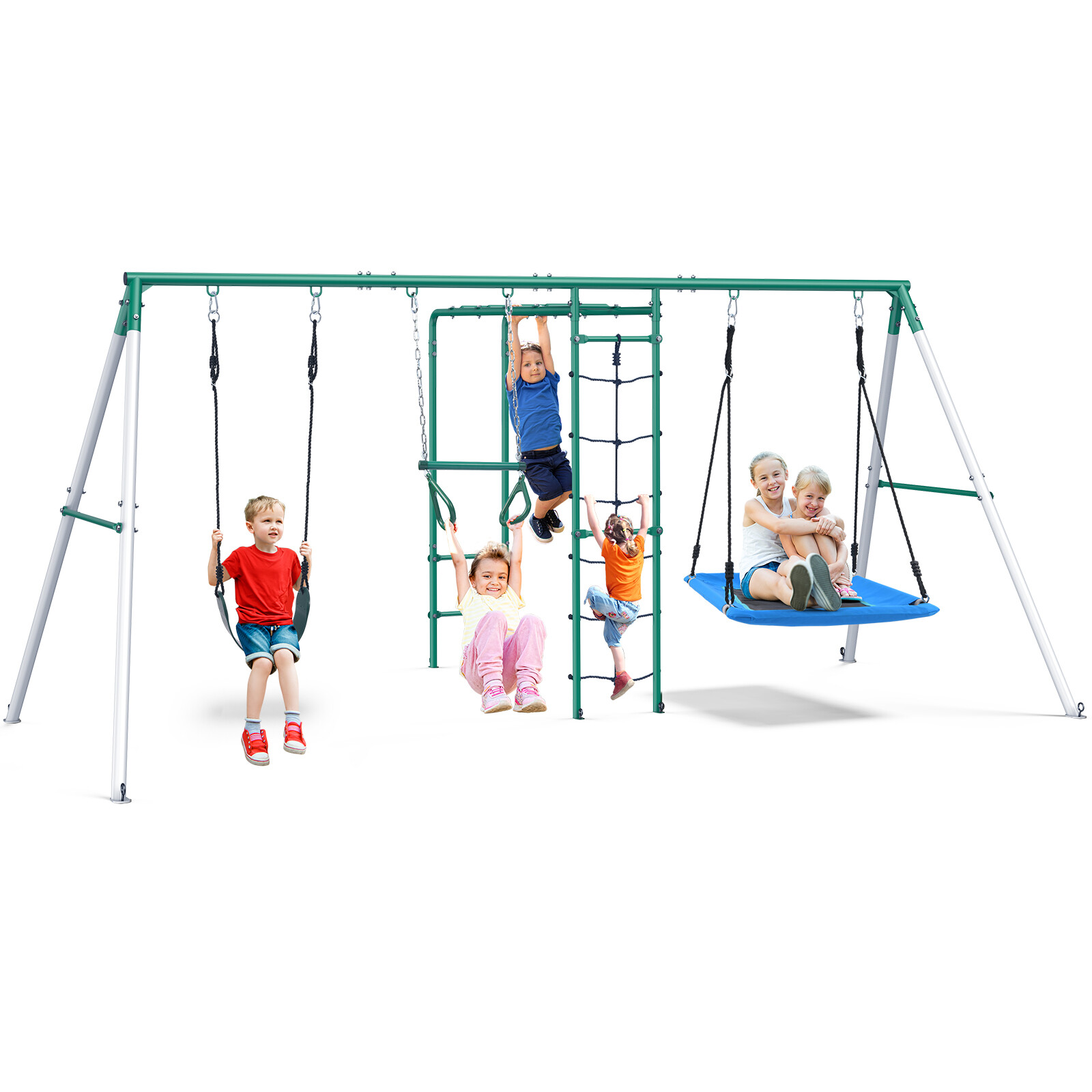 550lbs Metal Swing Set for Kids Playground Set Outdoor Backyard Play Heavy Duty