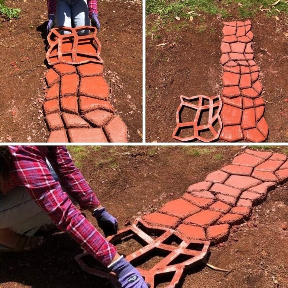 Walk Path Maker, Pathmate Stone Mold Paving Pavement Concrete Molds (4 Pack)
