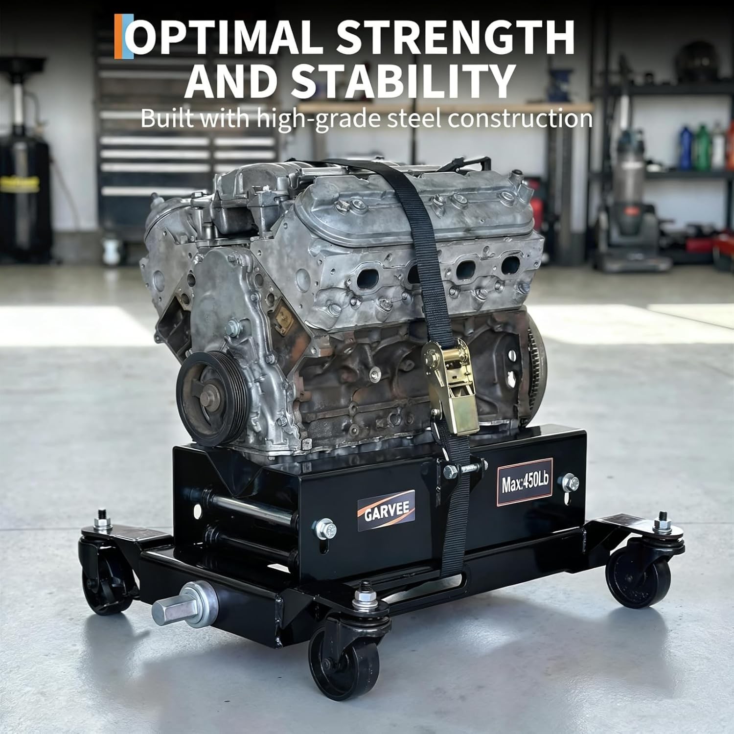 450 LBS Low Profile Transmission Jack Auto Repair Lift 7-23 Inch w/Safety Straps