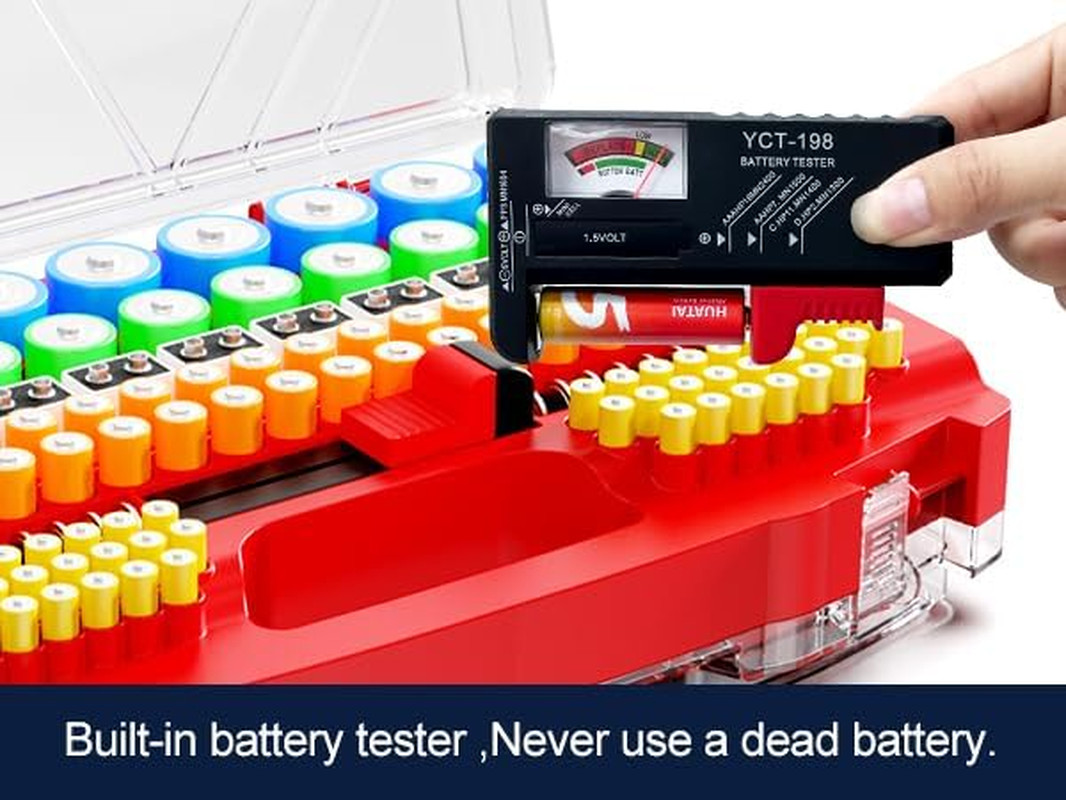Battery Organizer Storage Holder Box Case with Tester 285+Batteries Double-Sided