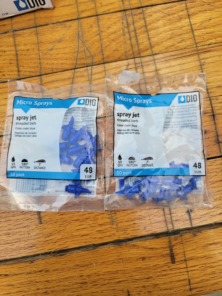 2pks 111B 10-Pack Spray Jets on Threaded Barb