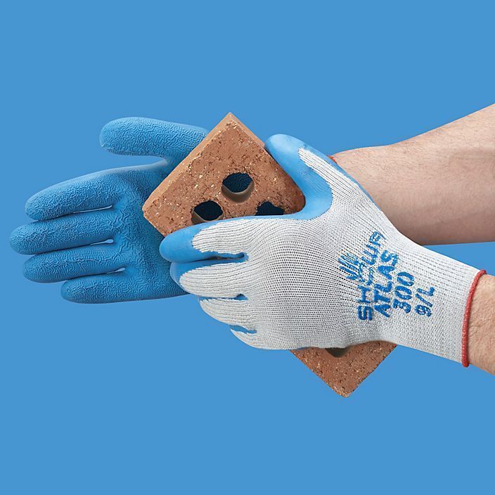 SHOWA ATLAS 300 LATEX RUBBER PALM DIPPED WORK GLOVES BLUE, GENERAL PURPOSE