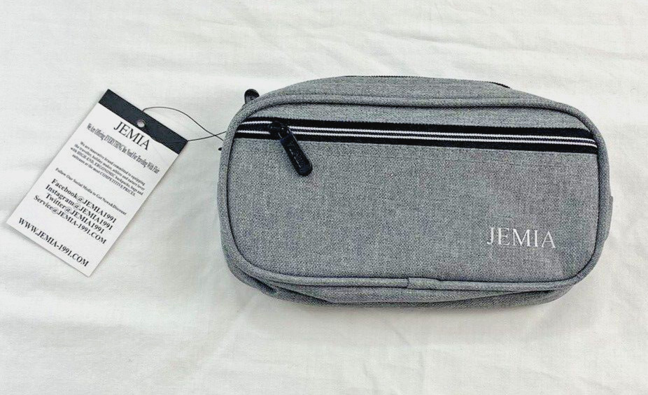 Jemia pencil case gray three zipper pockets 8" x 4" 600D polyester