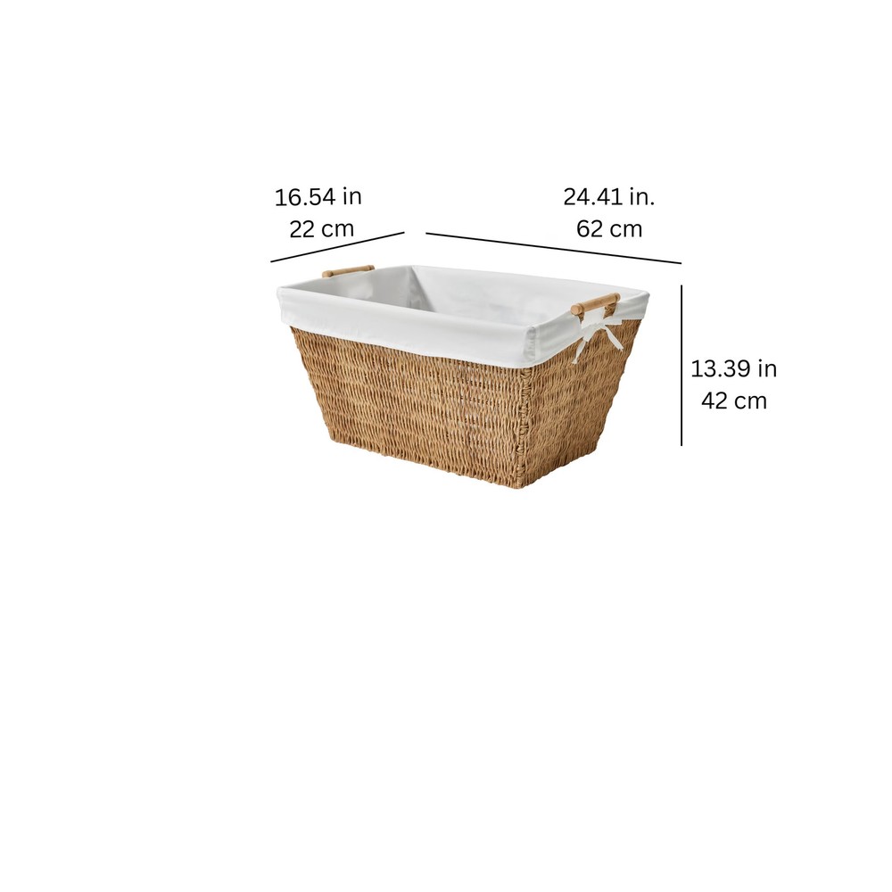 Resin Poly Rattan Laundry Basket with Liner