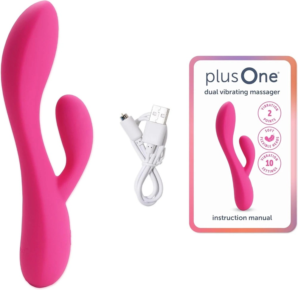 plusOne Dual Rabbit Vibrator 10 Vibration Modes, Waterproof, USB Rechargeable
