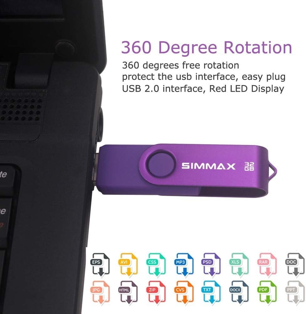 Durable 32GB Swivel Thumb Drive - Lightweight USB 2.0 Flash Storage Solution