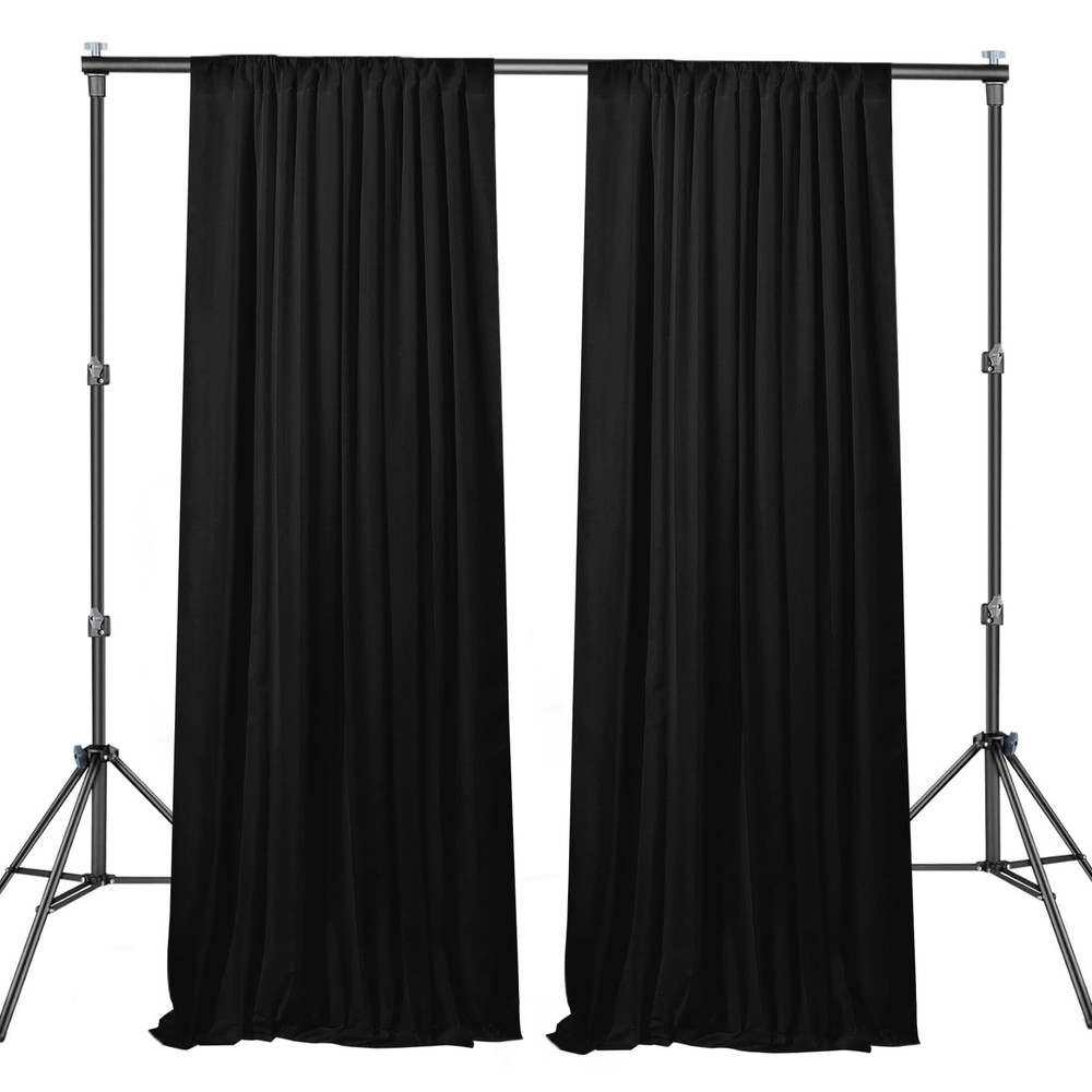 2-Panels 5x10 FT Black Backdrop Curtains for Parties Thick Polyester Drapes