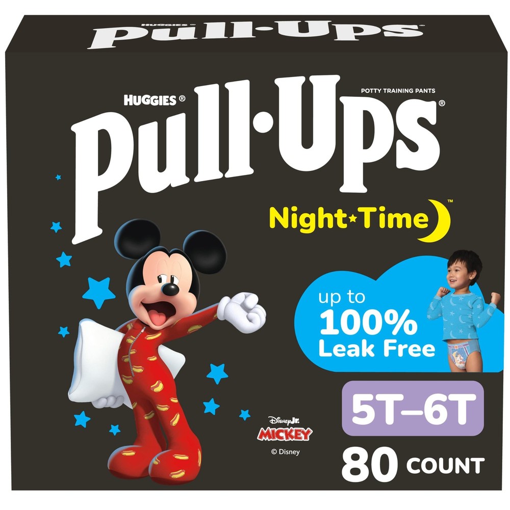 Pull-Ups Boys' Night-Time Potty Training Pants, Size 5T-6T, Multi-colored