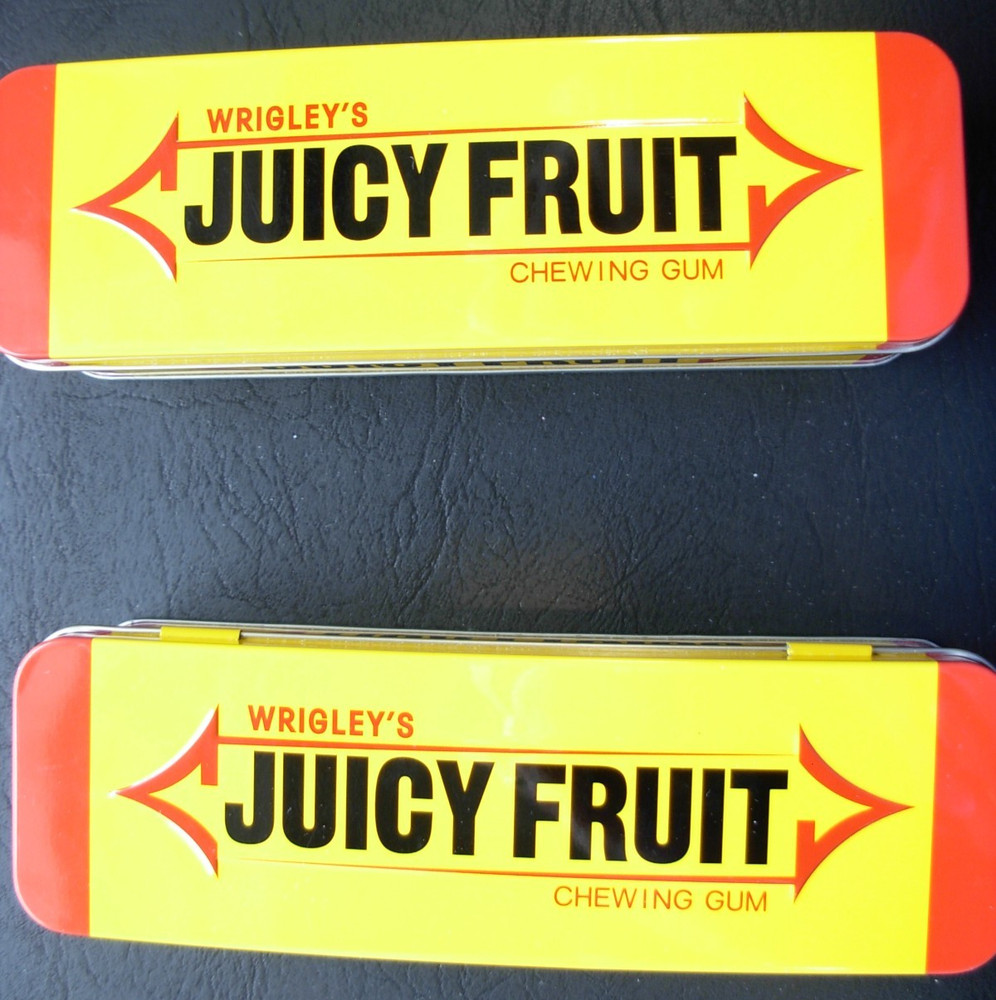 Three Wrigley's Juicy Fruit Tin Containers