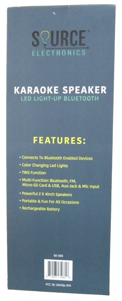 KARAOKE / Source Electronics Karaoke Bluetooth Speaker LED Color Light-up