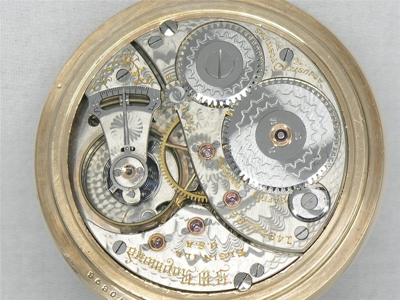 RARE 19 JEWEL 18S BW RAYMOND GR. WIND INDICATOR POCKET WATCH, SERVICED!