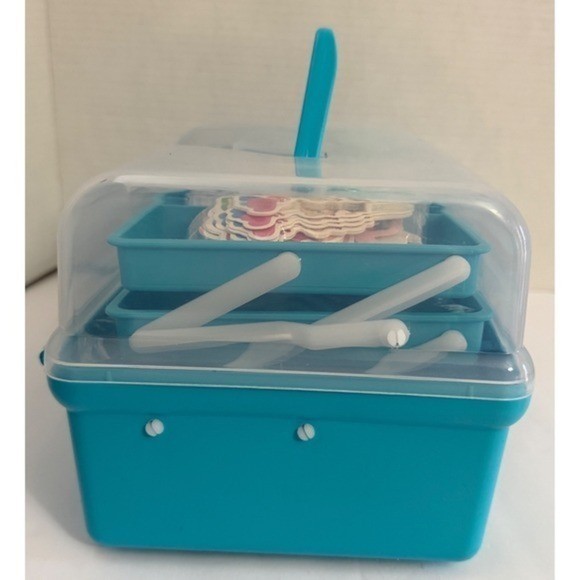 Cake Decorating Kit 100+ Pcs 3-Tier Storage Box Piping Tips Russian Tips Blue