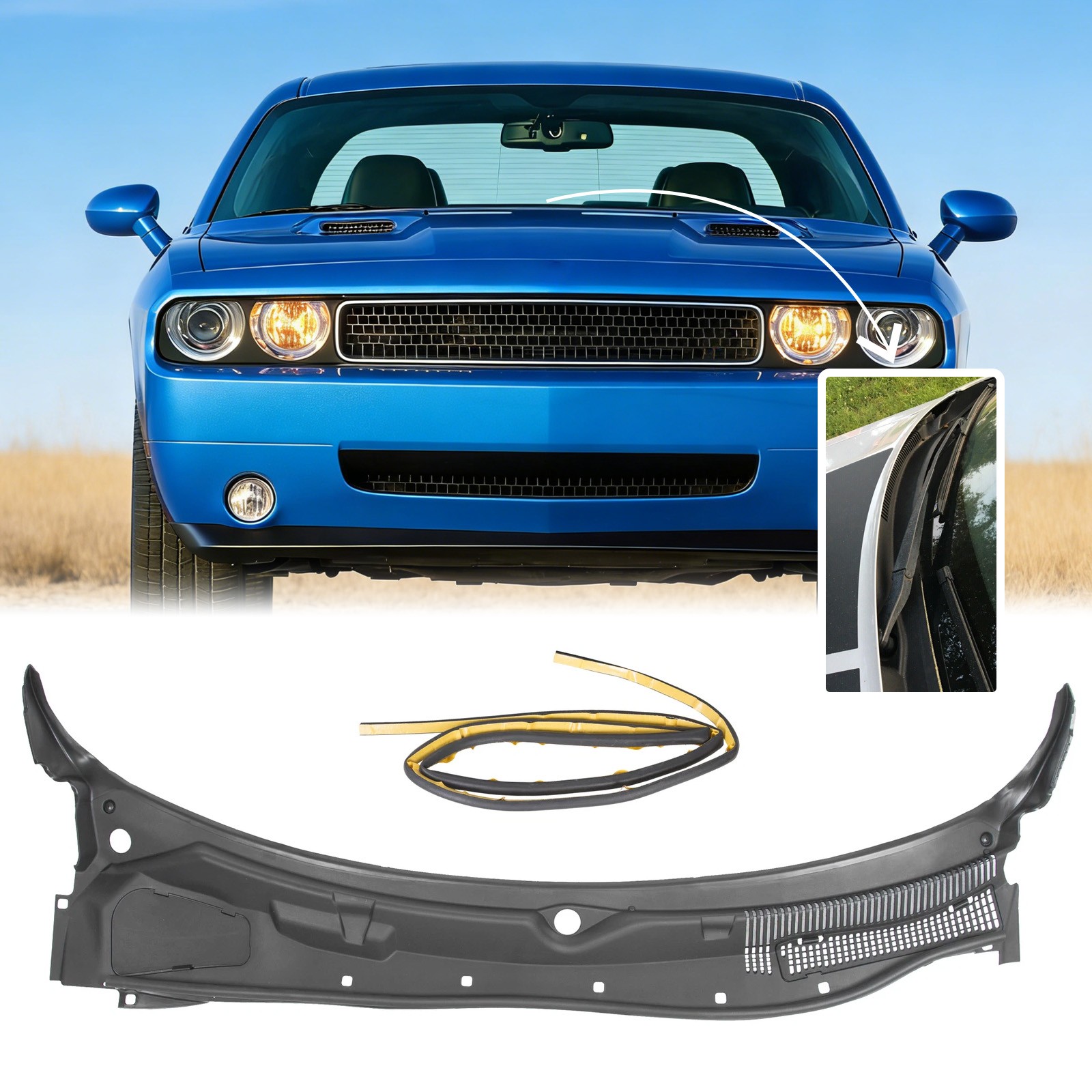 Windshield Wiper Cowl Grille Panel For 2008-2019 Dodge Challenger 5028757AG