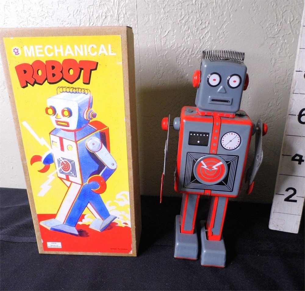 MS384 Robot Tin Toy Windup Mechanical Easelback Giant Robot