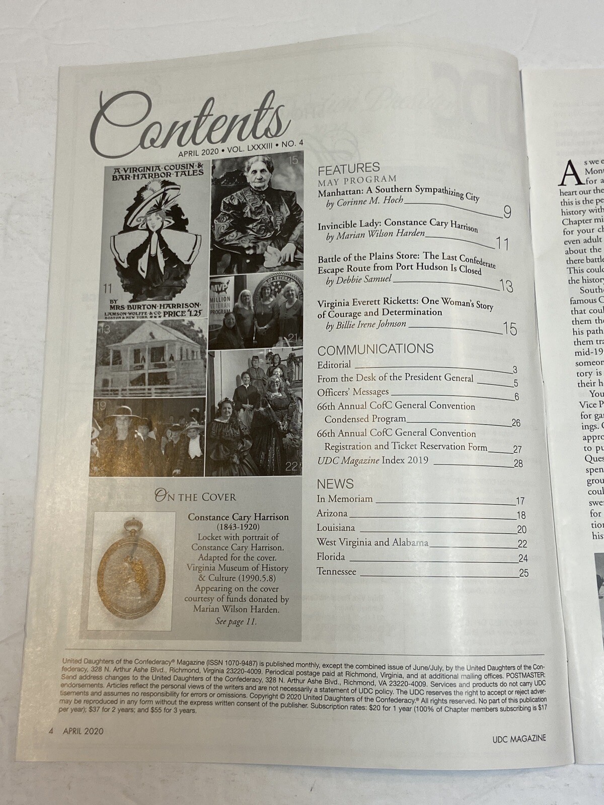 UDC United Daughters of the Confederacy Magazine Apr 2020 Battle of Plains Store