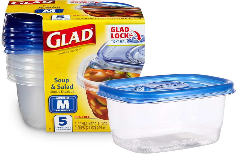 ware Medium Rectangle Food Storage Containers with Lids, BPA Free Plastic for So