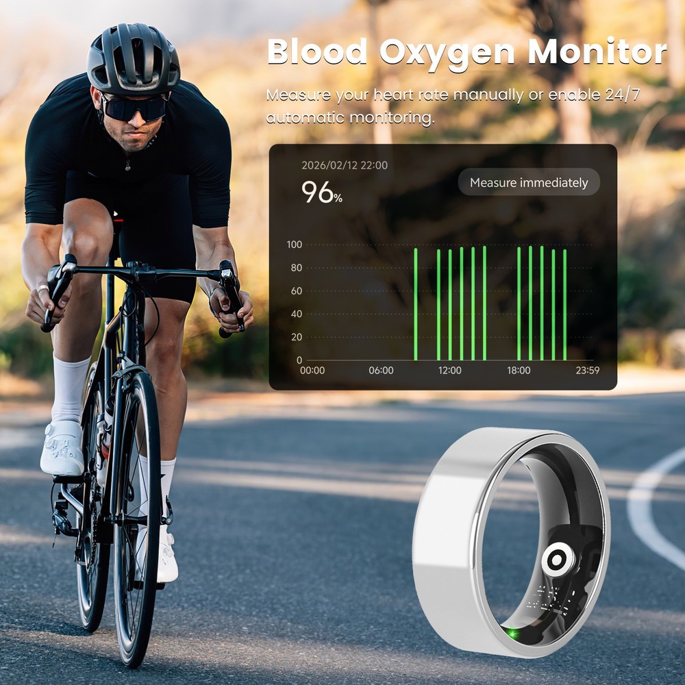 Smart Ring Fitness and Sleep Tracker w/ Charging Case for iOS & Android