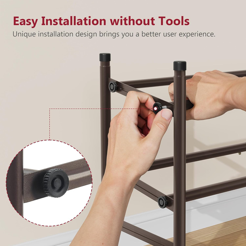 2 Tier Expandable Shoe Rack for Closet, 28“-41“Adjustable & Stackable Shoe Shelf