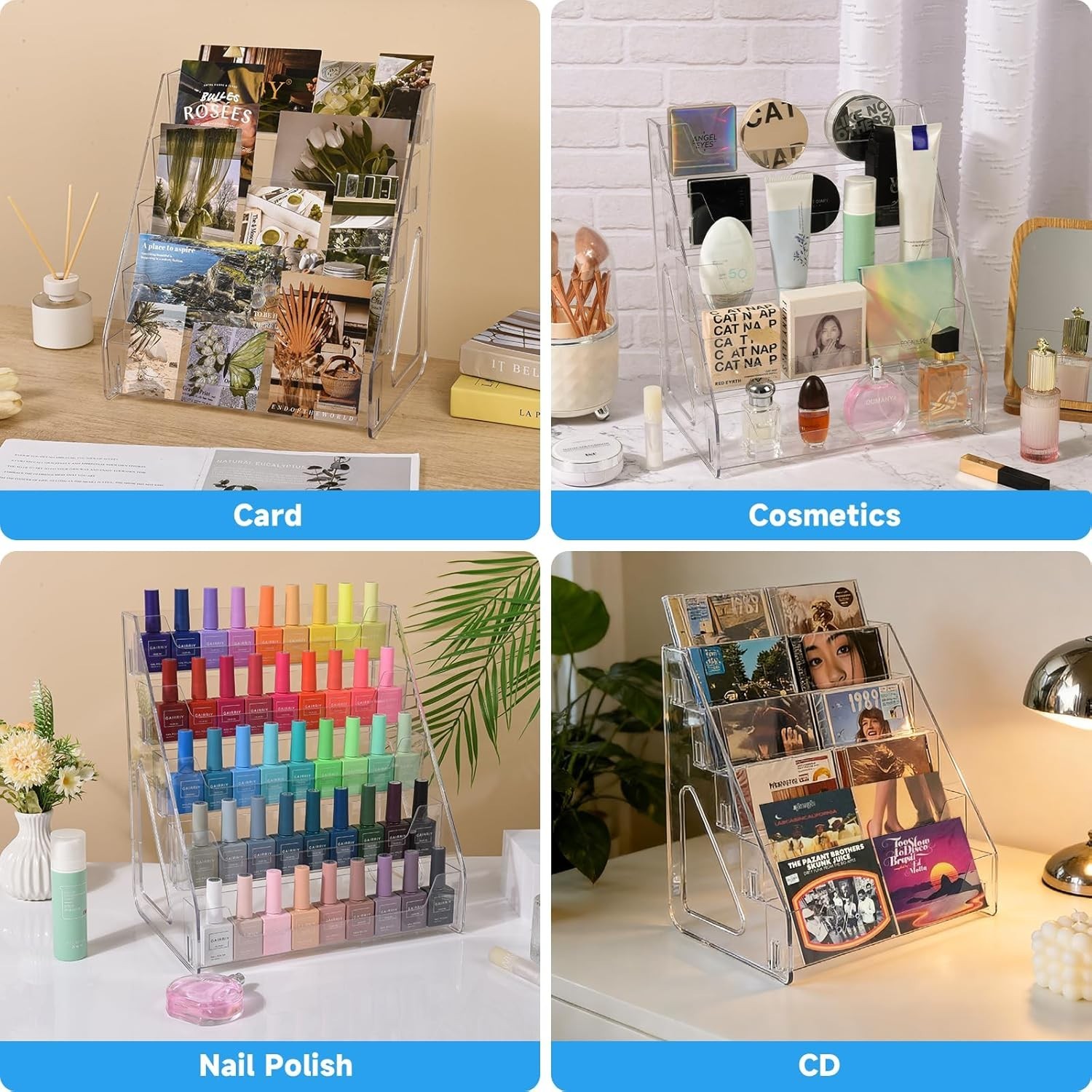 Trading Card Display Stand, 5 Tier Vertical Holder for Baseball Basketball Sport