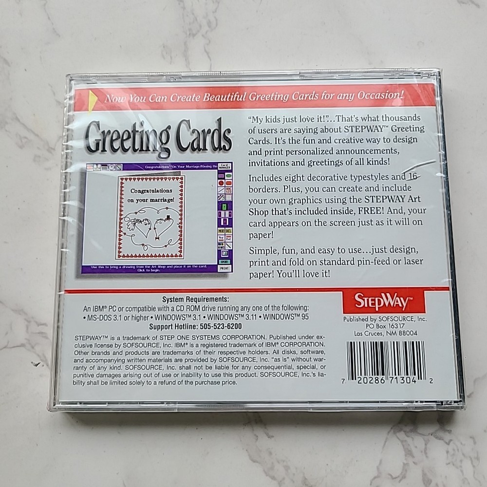 StepWay NEW Greeting Cards Software CD-ROM For PC or Windows Computer CD IBM