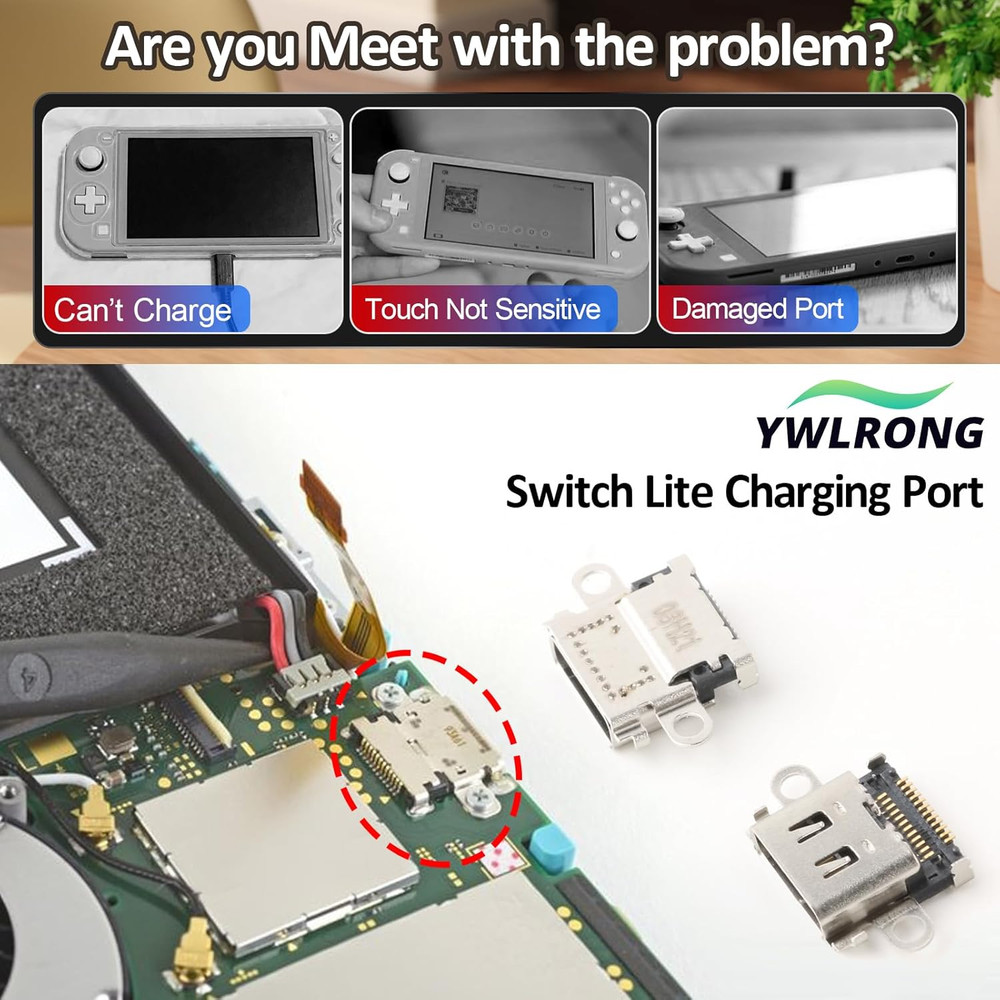 2 Pack Replacement for Nintendo Switch Lite Charging Port Switch Lite Dock Co...