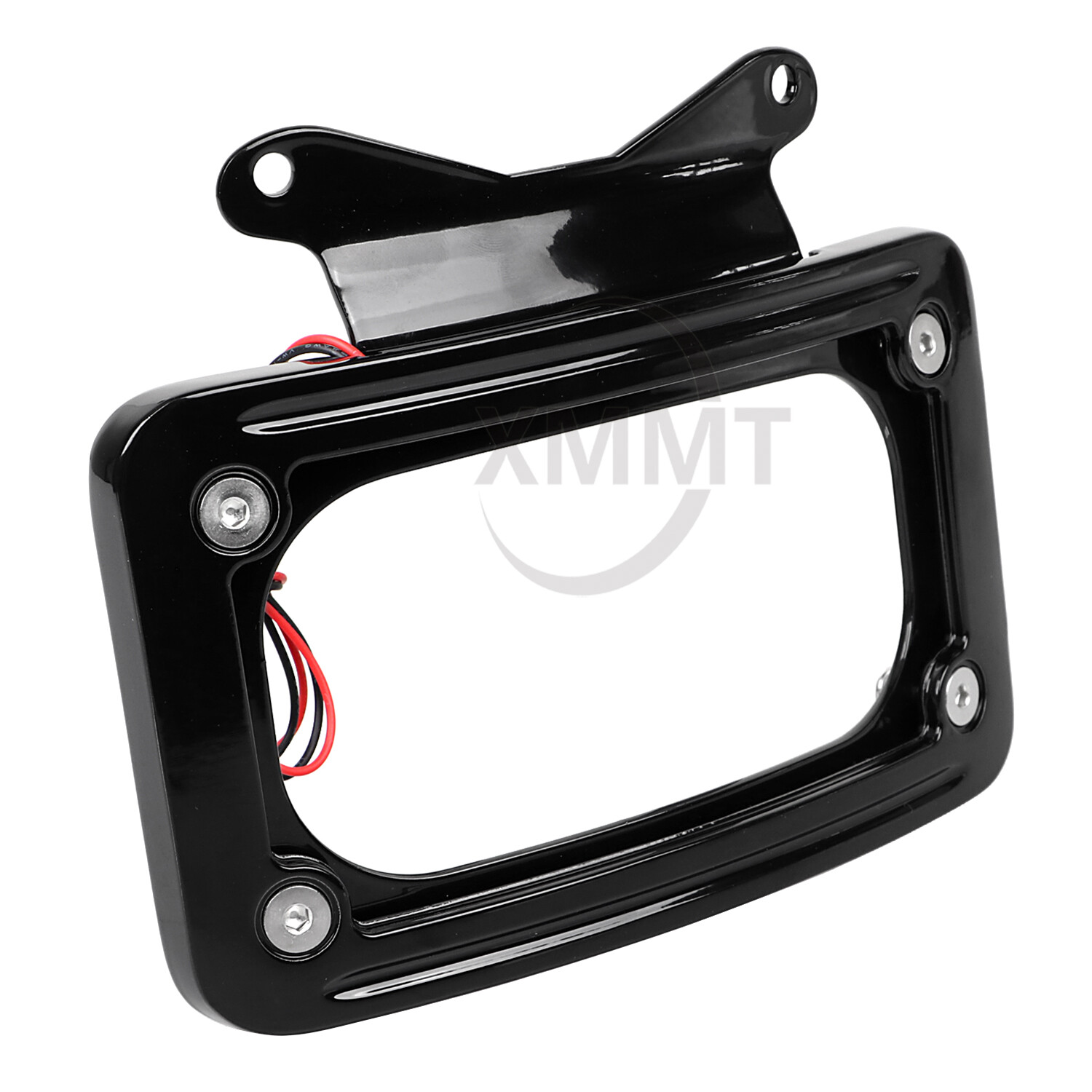 Black Curved License Plate Frame w/ LED Light For Harley Street Road Glide 10-23