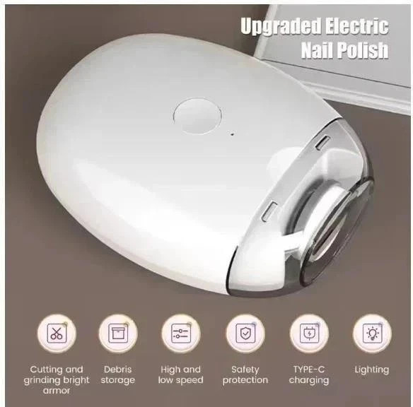 Electric Nail Grinder Automatic LED Light Trimmer Toe Cutter Usb Rechargeable