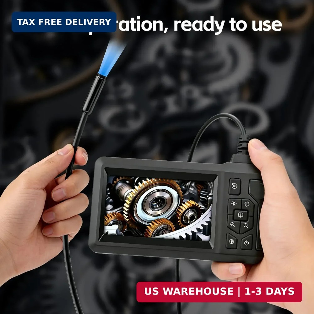 Endoscope Camera with Light, Borescope Camera with 4.3" IPS Screen, 1080P HD wit