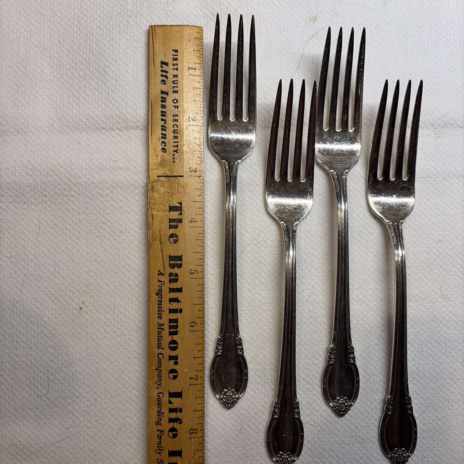 4-International Silver 1847 Rogers REMEMBRANCE DINNER FORKS 7 1/2"