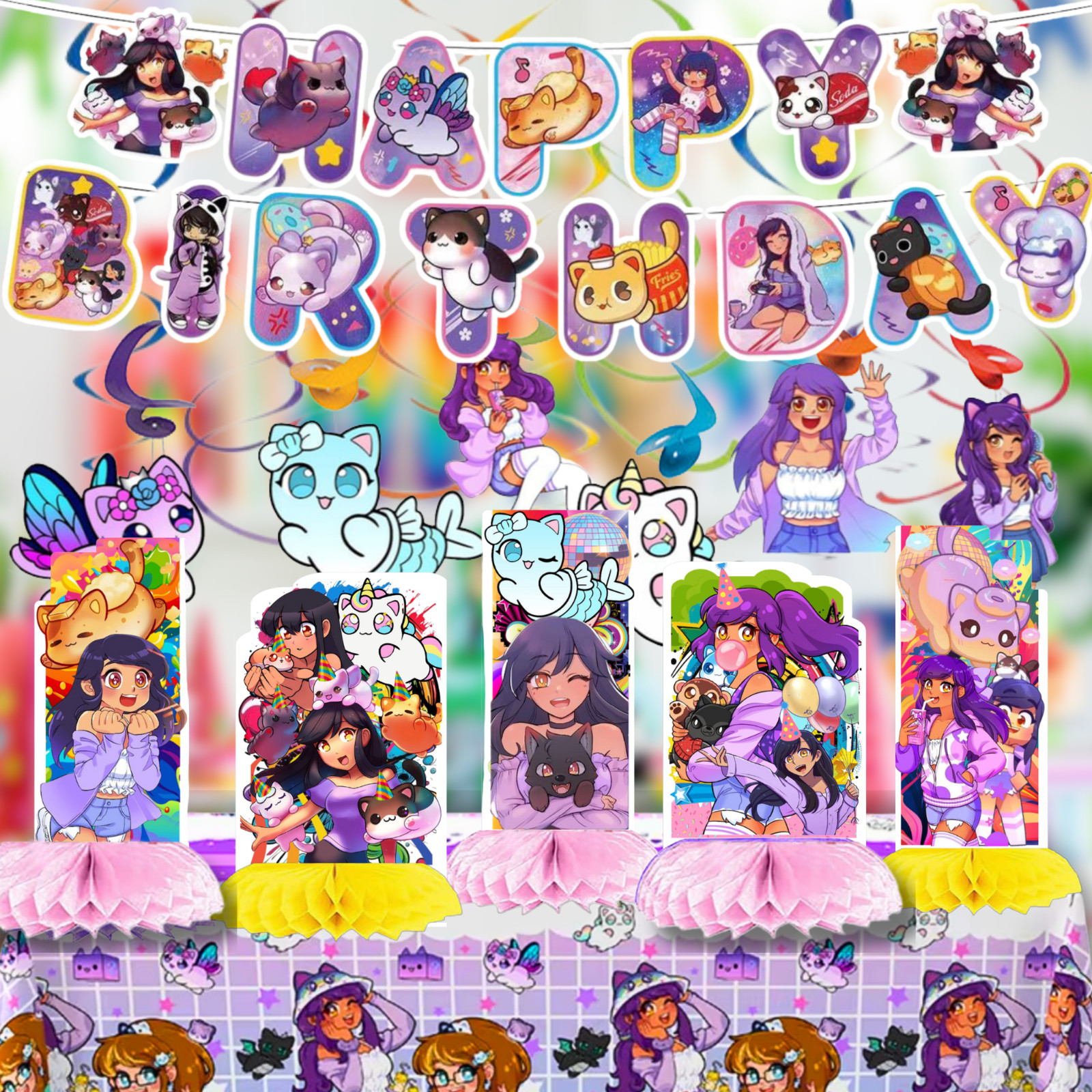 Aphmau TABLEWAR birthday party supplies favor centerpiece decoration event theme