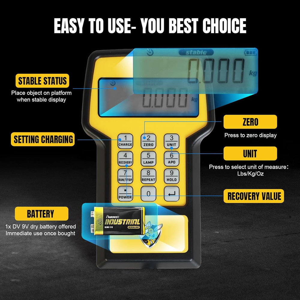 Upgraded Refrigerant Scale 220 LBS High Precision Programmable HVAC Electronic R