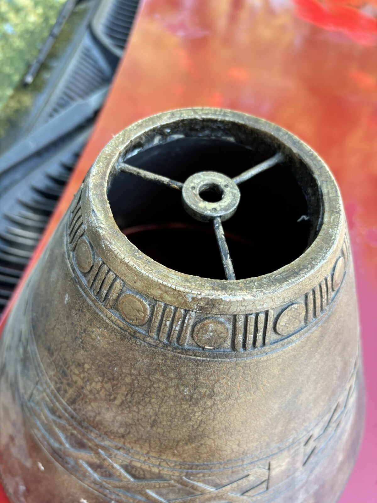 Rare UNIQUE Vintage Ceramic Clay ceramic Lamp Shade Heavy Brown Pottery Tribal